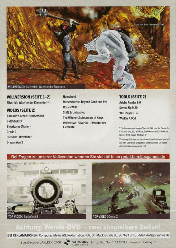 Back Cover for Silverfall: Earth Awakening (Windows) (PC Games 04/2011 covermount)
