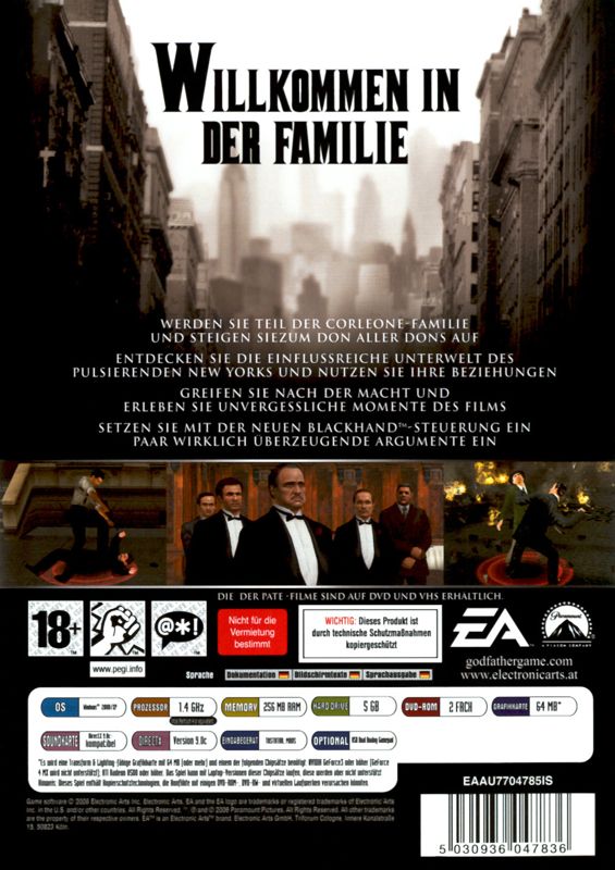 Back Cover for The Godfather: The Game (Windows)