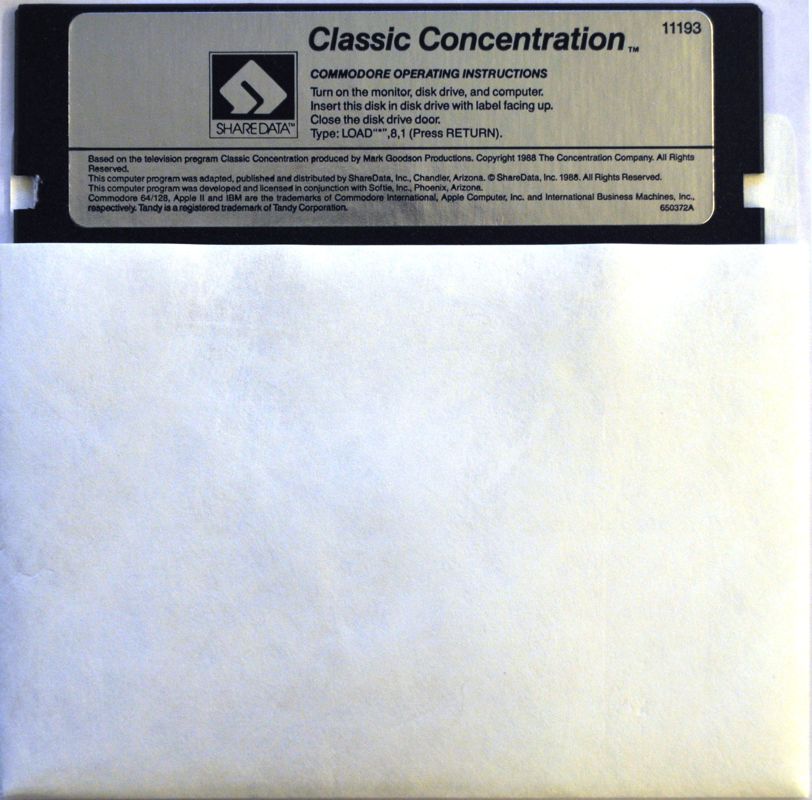 Media for Classic Concentration (Commodore 64)