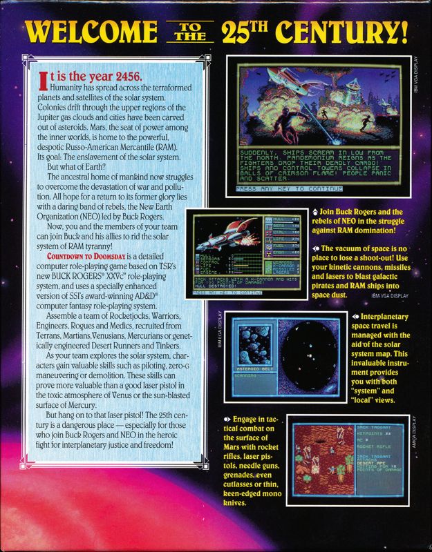Back Cover for Buck Rogers: Countdown to Doomsday (Commodore 64)