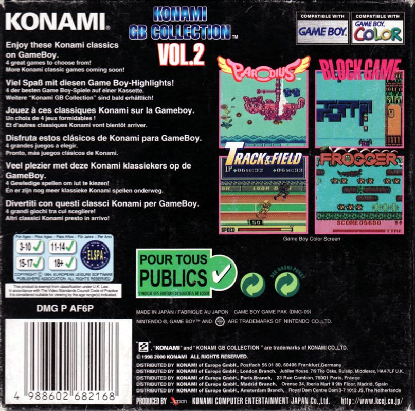 Back Cover for Konami GB Collection: Vol.2 (Game Boy Color)