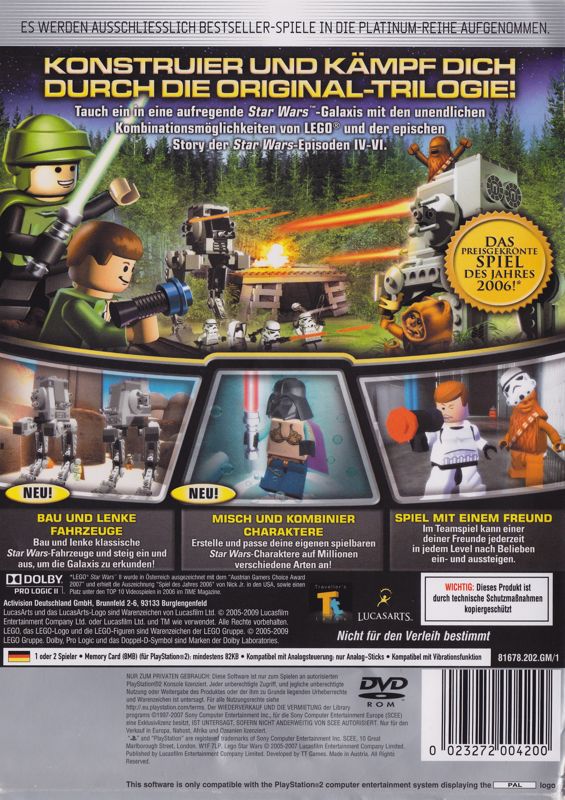 Back Cover for LEGO Star Wars II: The Original Trilogy (PlayStation 2) (Platinum release)