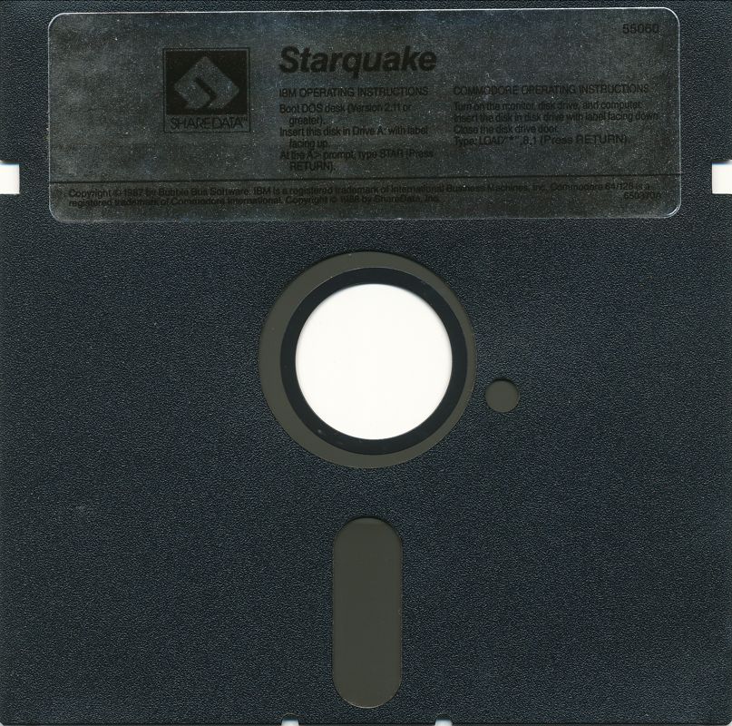 Media for Starquake (Commodore 64 and DOS)