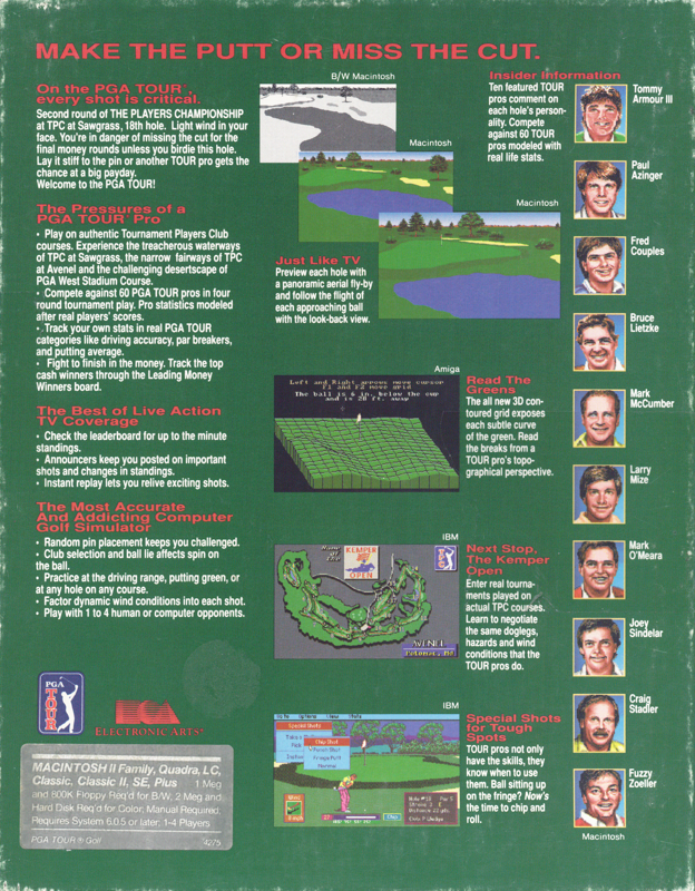 Back Cover for PGA Tour Golf (Macintosh)