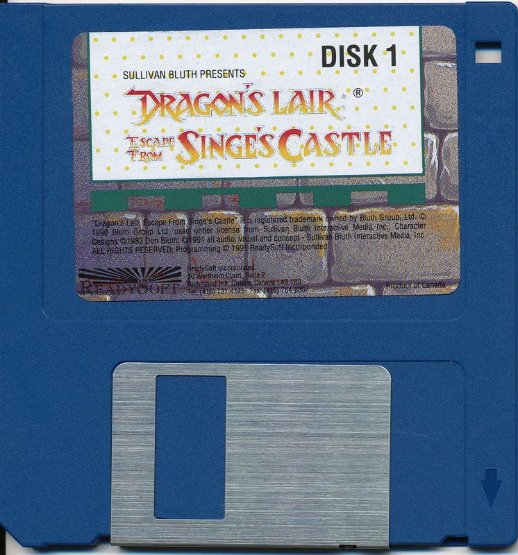 Media for Dragon's Lair: Escape from Singe's Castle (Macintosh): Disk 1/6
