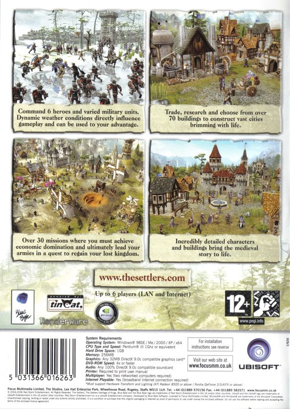 Back Cover for Heritage of Kings: The Settlers (Windows) (Ubisoft eXclusive release)