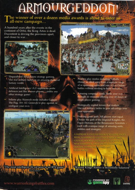 Back Cover for Warrior Kings: Battles (Collector's Edition) (Windows)