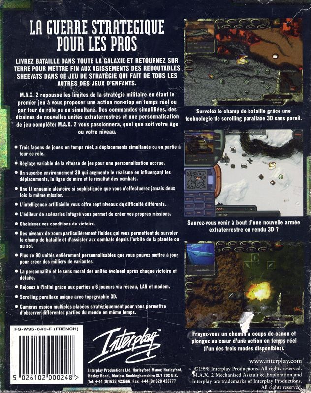 Back Cover for M.A.X. 2: Mechanized Assault & Exploration (Windows)
