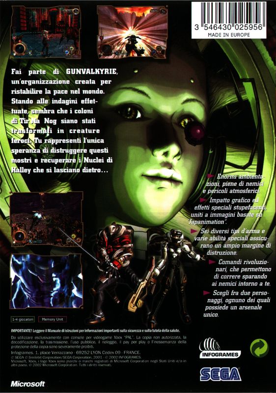Back Cover for Gunvalkyrie (Xbox)