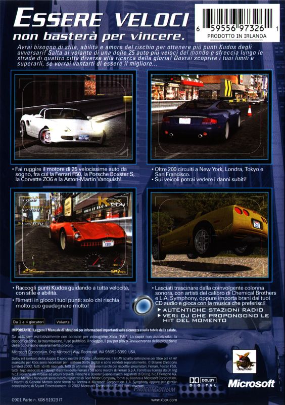 Back Cover for Project Gotham Racing (Xbox)