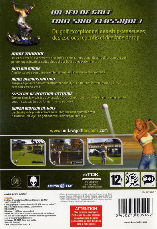 Back Cover for Outlaw Golf (Windows)