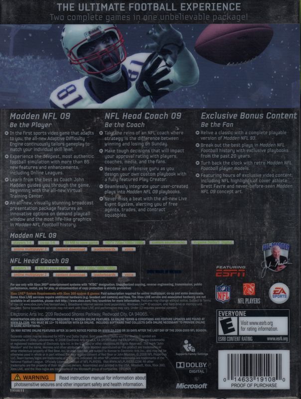 Madden NFL 10 cover or packaging material - MobyGames