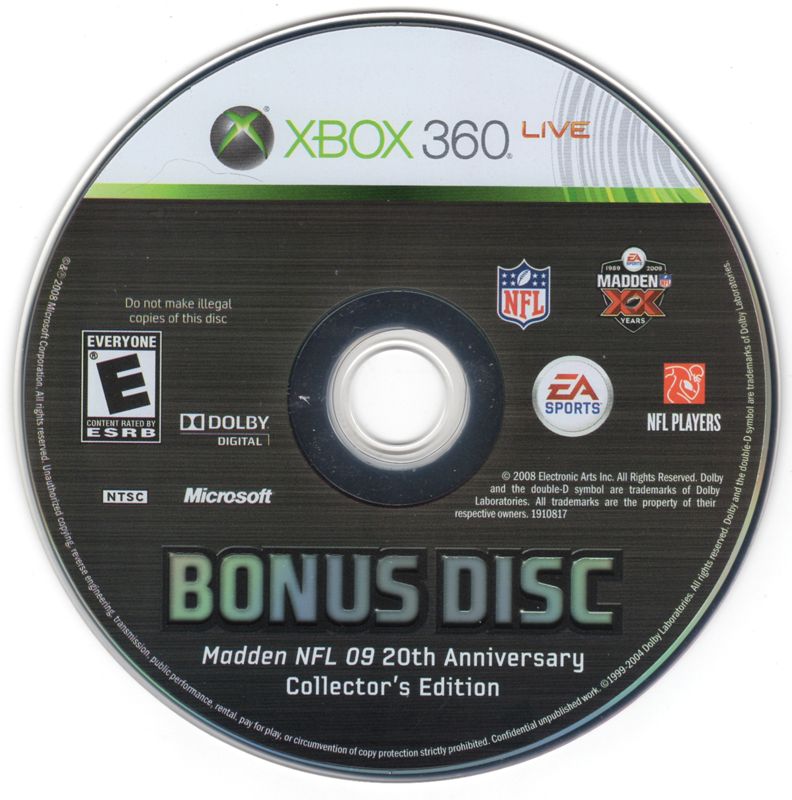 Media for Madden NFL: XX Years (Collector's Edition) (Xbox 360): Bonus Disc