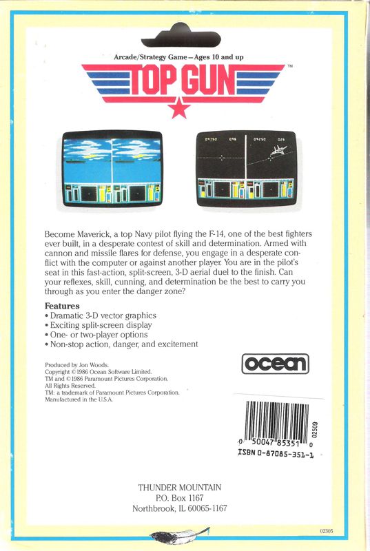Back Cover for Top Gun (DOS) (1st release)