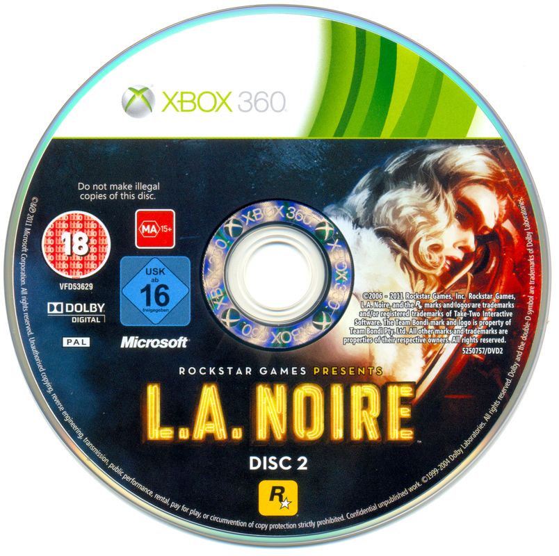 Media for L.A. Noire (Xbox 360) (includes vouchers for "A Slip of the Tongue" (DLC) and the soundtrack): Disc 2