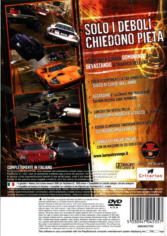 Back Cover for Burnout: Revenge (PlayStation 2)