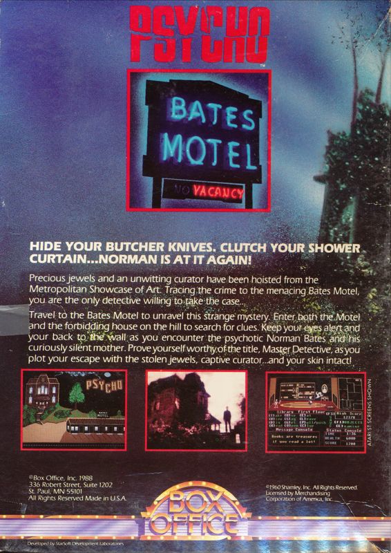 Back Cover for Psycho (Commodore 64)