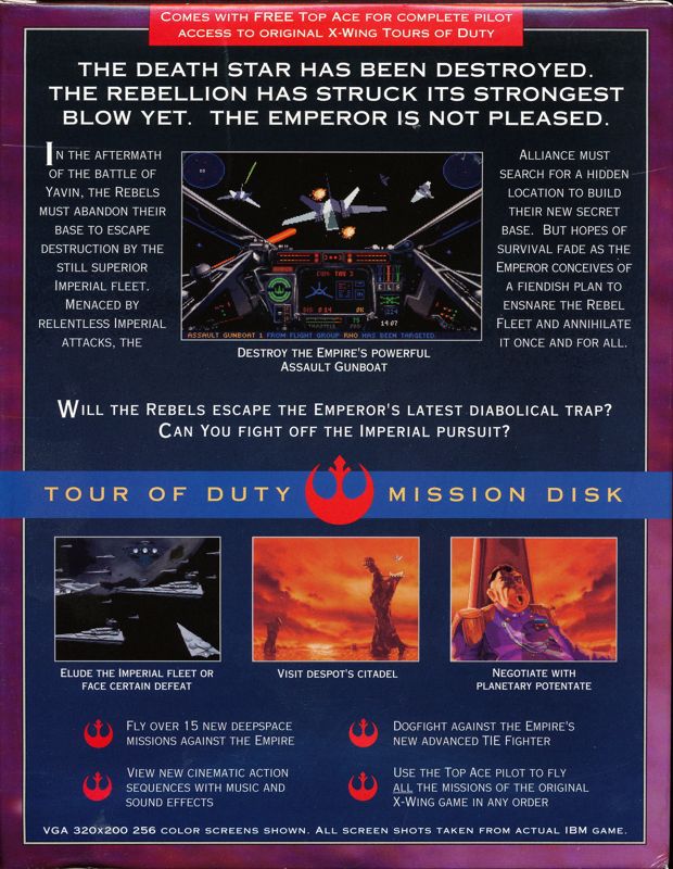 Back Cover for Star Wars: X-Wing - Imperial Pursuit (DOS)