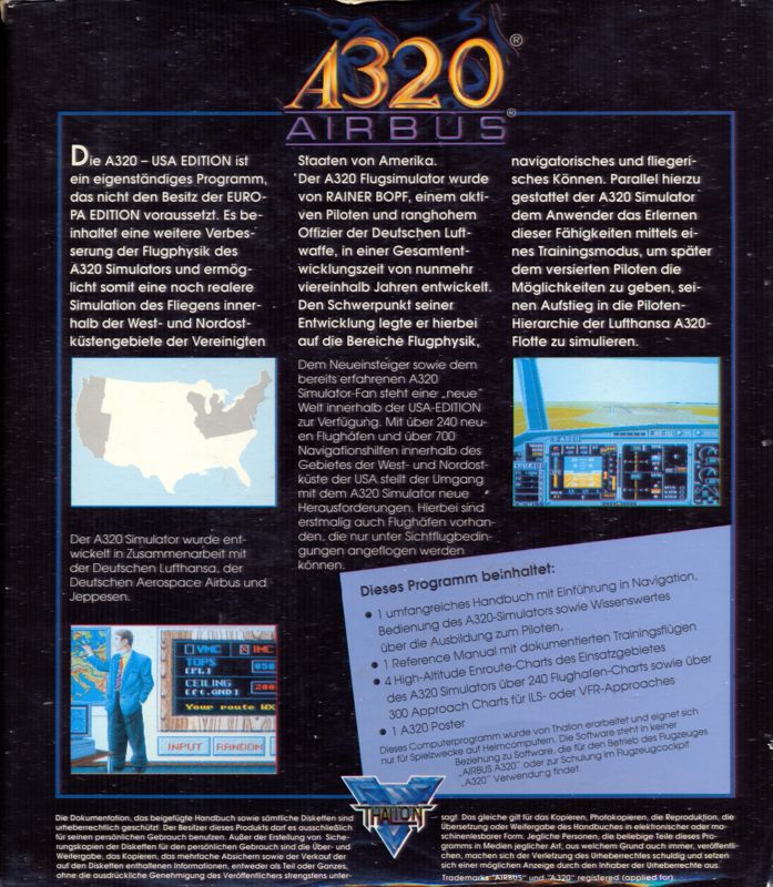 Back Cover for A320 Airbus: Edition USA (Amiga)