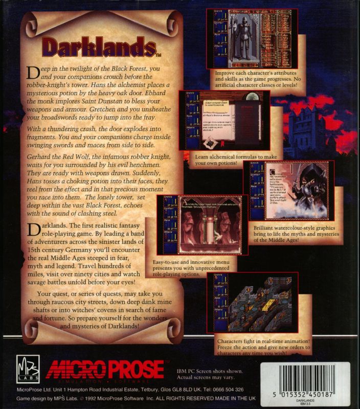 Back Cover for Darklands (DOS)