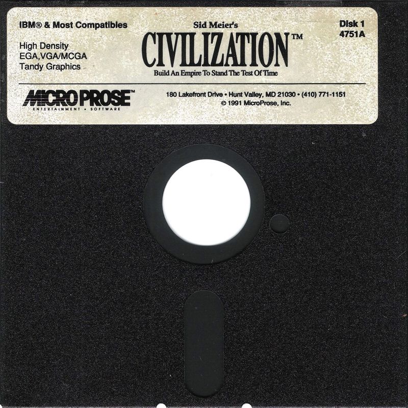 Media for Sid Meier's Civilization (DOS): Disk 1/2