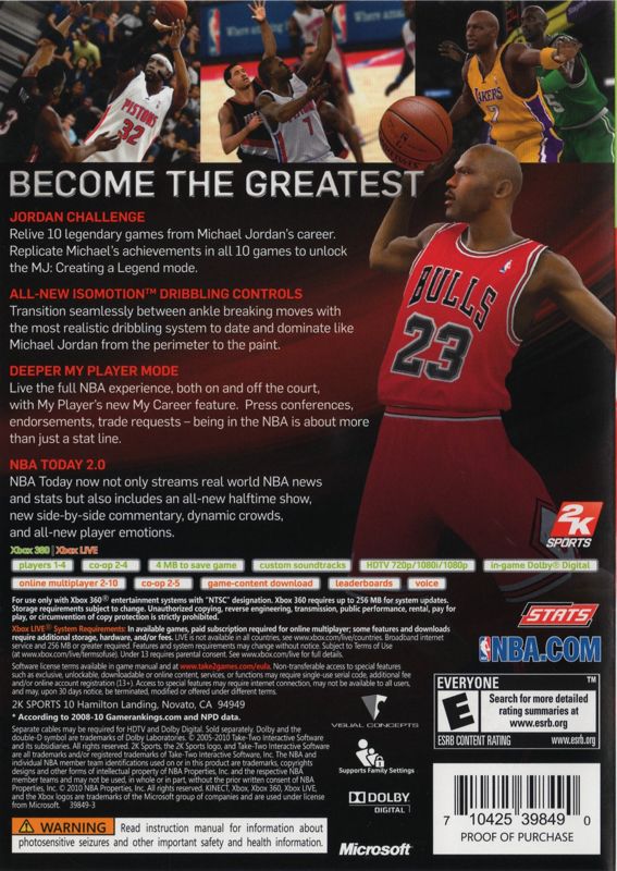 Back Cover for NBA 2K11 (Xbox 360)