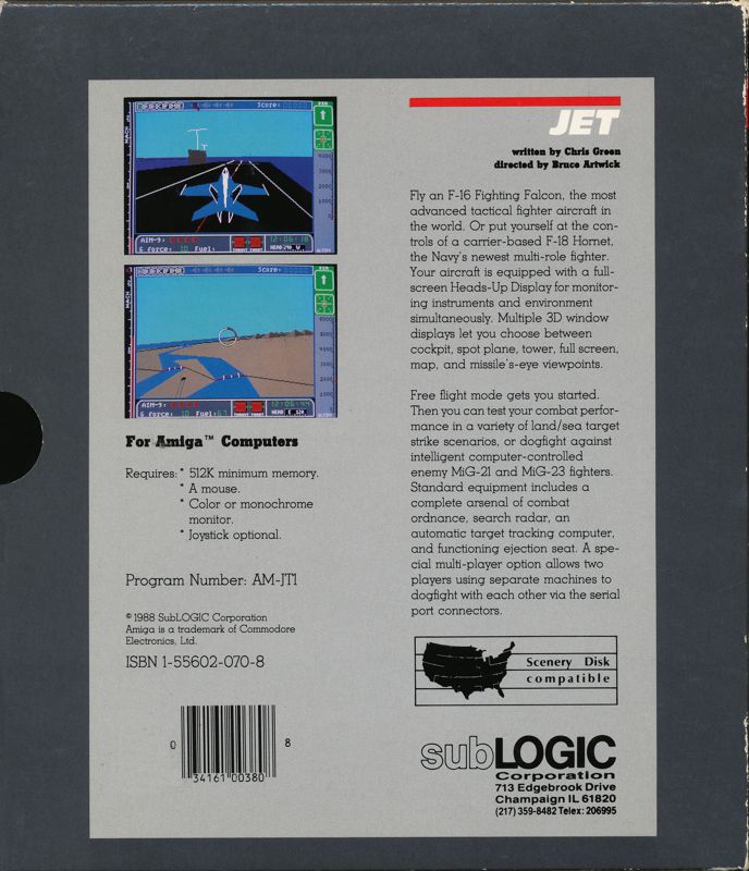 Back Cover for Jet (Amiga)