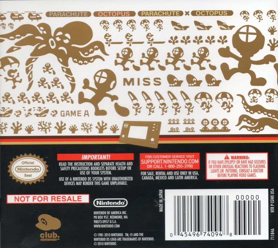 Back Cover for Game & Watch Collection 2 (Nintendo DS)