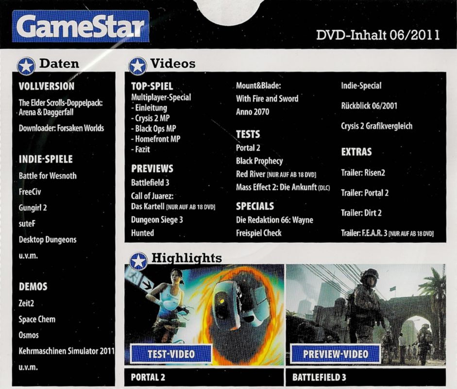 Back Cover for The Elder Scrolls: Arena (DOS) (GameStar 06/2011 covermount)