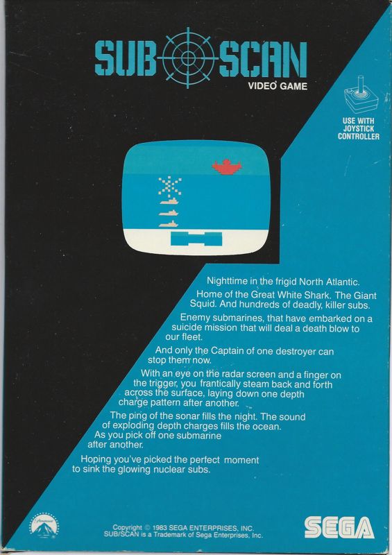 Back Cover for Deep Scan (Atari 2600)