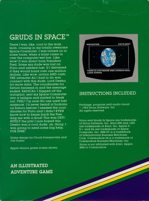 Back Cover for Gruds in Space (Commodore 64)