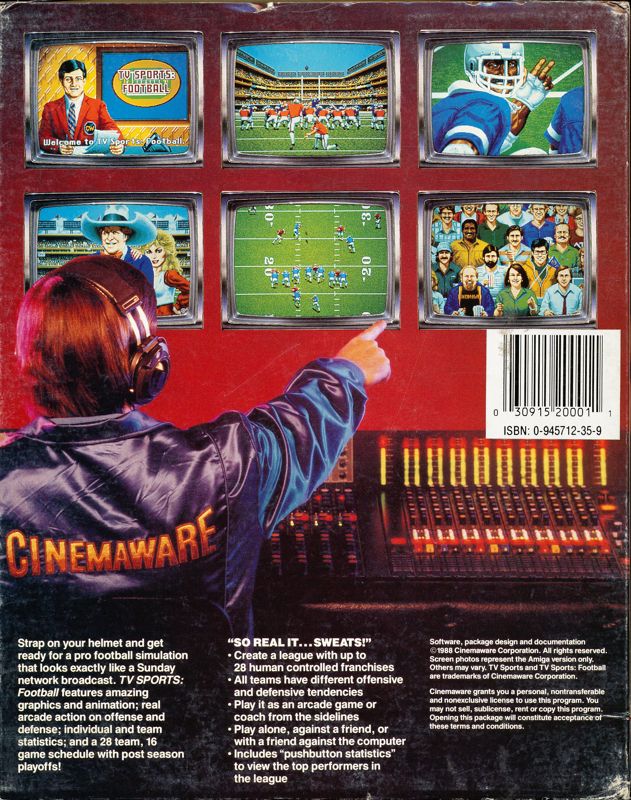 Back Cover for TV Sports: Football (Amiga)