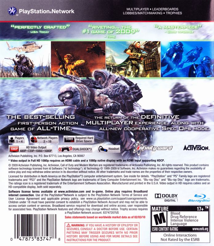 Call Of Duty Modern Warfare 2 Cover Or Packaging Material Mobygames