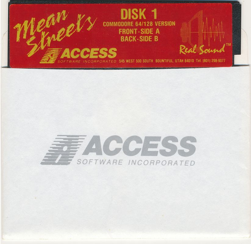 Media for Mean Streets (Commodore 64): Disk 1/2