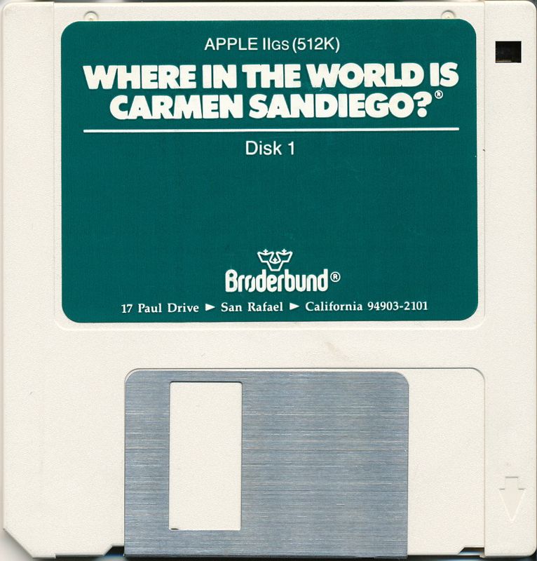 Media for Where in the World is Carmen Sandiego? (Enhanced) (Apple IIgs): Disk 1/2