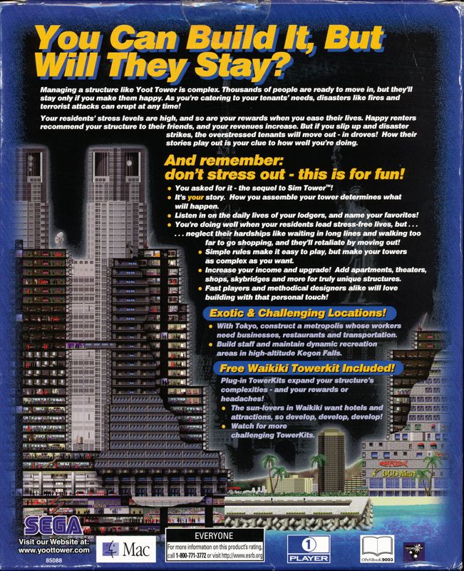 Back Cover for Yoot Tower (Macintosh)