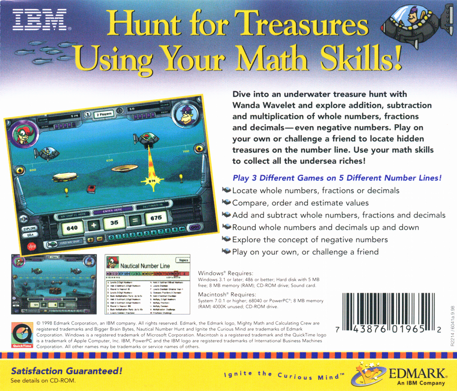 Back Cover for Nautical Number Hunt (Macintosh and Windows 3.x)