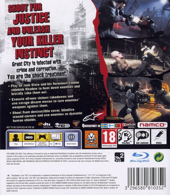 Back Cover for Dead to Rights: Retribution (PlayStation 3)