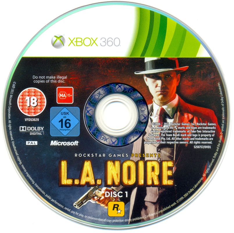 Media for L.A. Noire (Xbox 360) (includes vouchers for "A Slip of the Tongue" (DLC) and the soundtrack): Disc 1