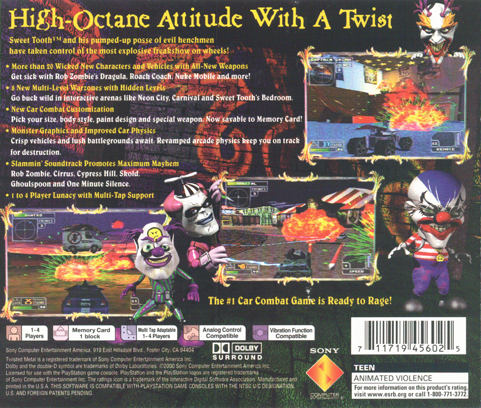 Back Cover for Twisted Metal 4 (PlayStation) (Greatest Hits release)