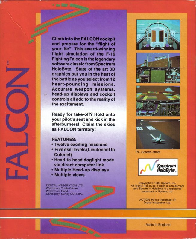 Back Cover for Falcon (Amiga) (Action 16 Release)
