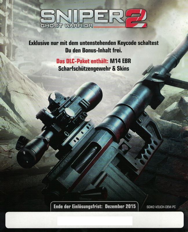 Extras for Sniper: Ghost Warrior 2 (Limited Edition) (Windows): DLC Key 1 - Front