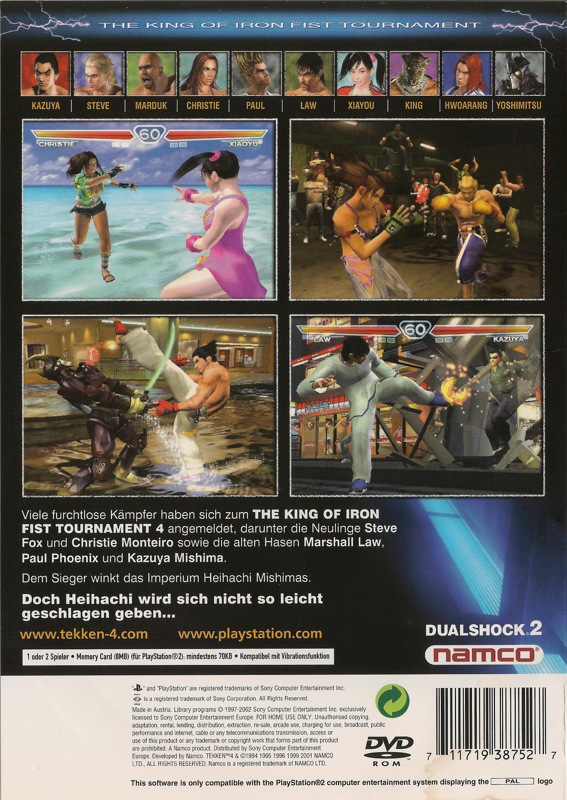 Back Cover for Tekken 4 (PlayStation 2)
