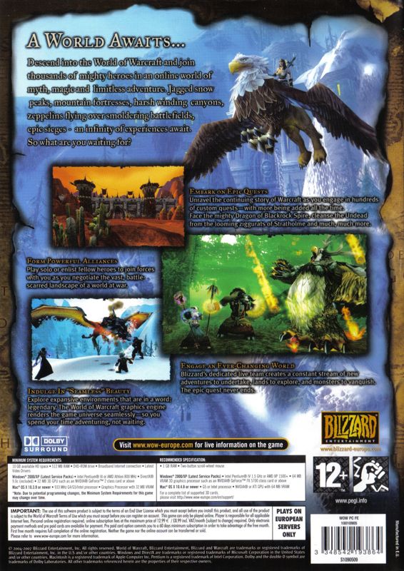 Other for World of WarCraft (Macintosh and Windows) (DVD release (2007)): Keep Case - Back