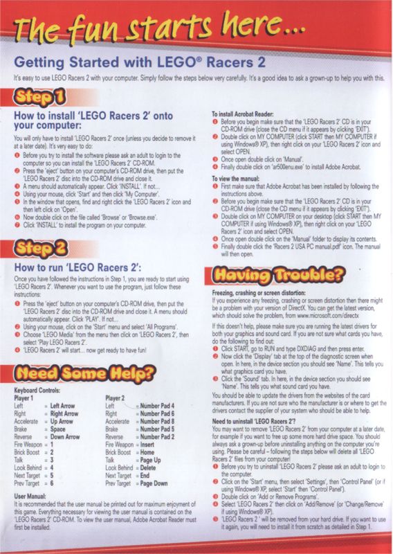 Inside Cover for LEGO Racers 2 (Windows) (PC Fun Club release): Inside Left