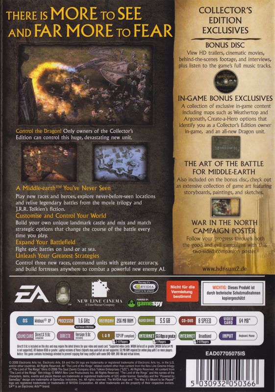 Other for The Lord of the Rings: The Battle for Middle-earth II (Collector's Edition) (Windows): Keep Case - Back