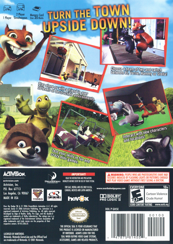 Back Cover for Over the Hedge (GameCube)