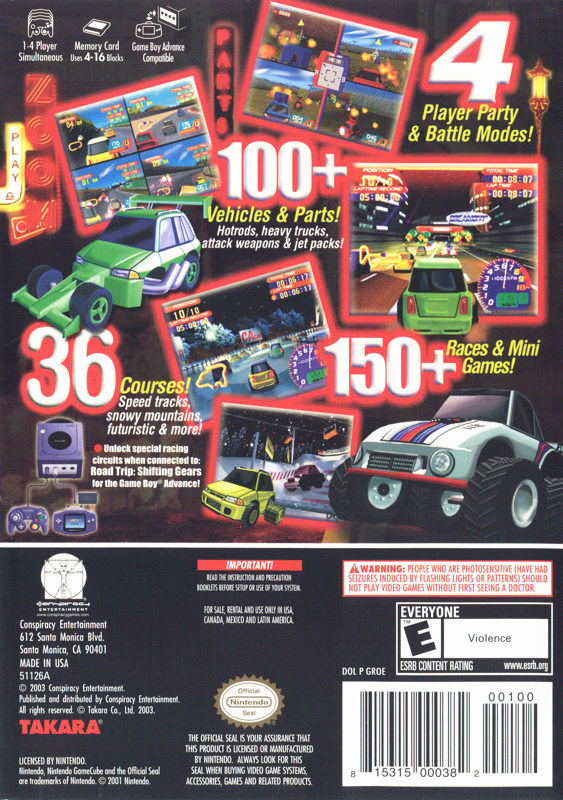 Back Cover for Road Trip: The Arcade Edition (GameCube)