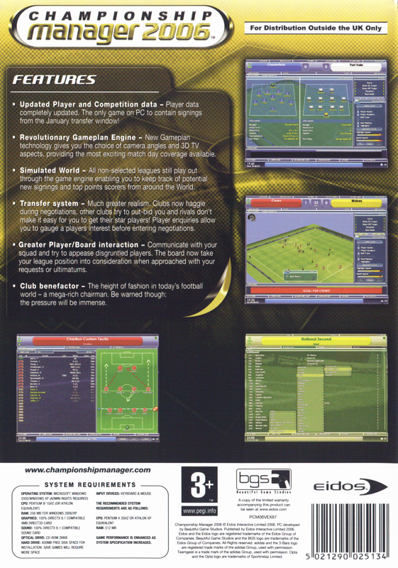 Back Cover for Championship Manager 2006 (Windows)