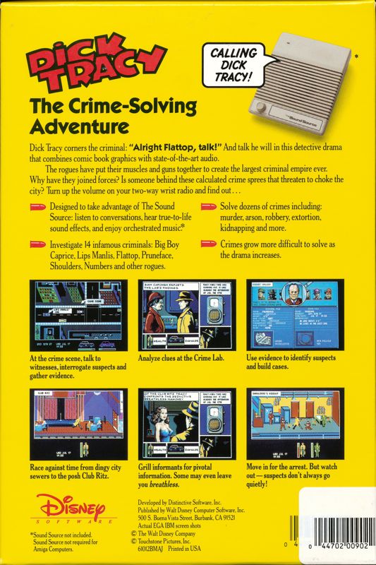 Back Cover for Dick Tracy: The Crime-Solving Adventure (Amiga)